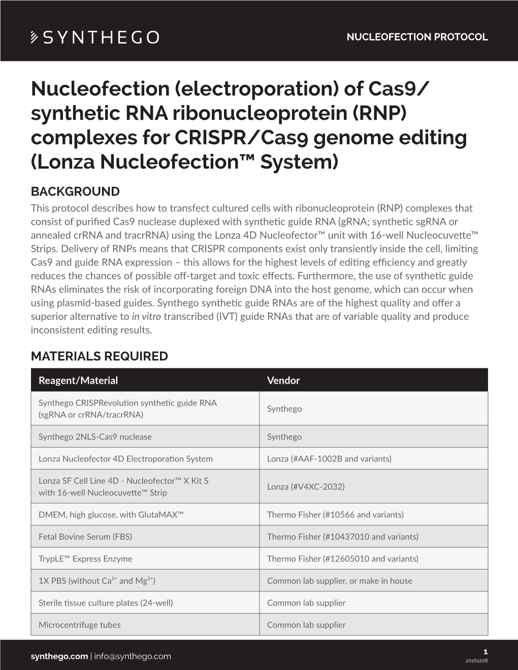 Nucleofection Protocol