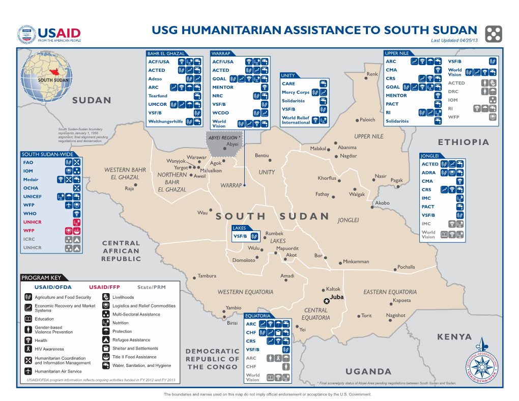 USG Humanitarian Assistance to South Sudan
