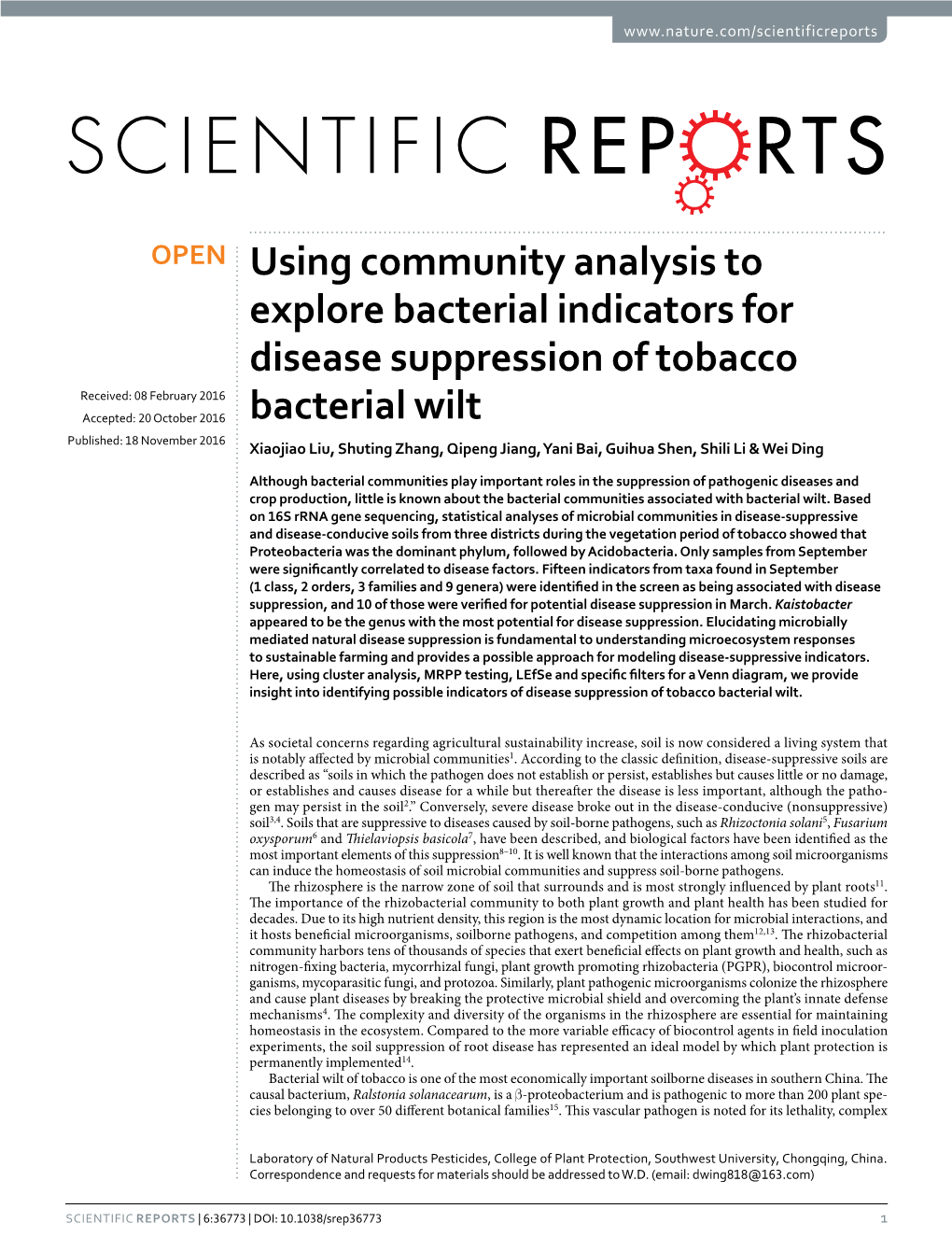 Using Community Analysis to Explore Bacterial Indicators for Disease