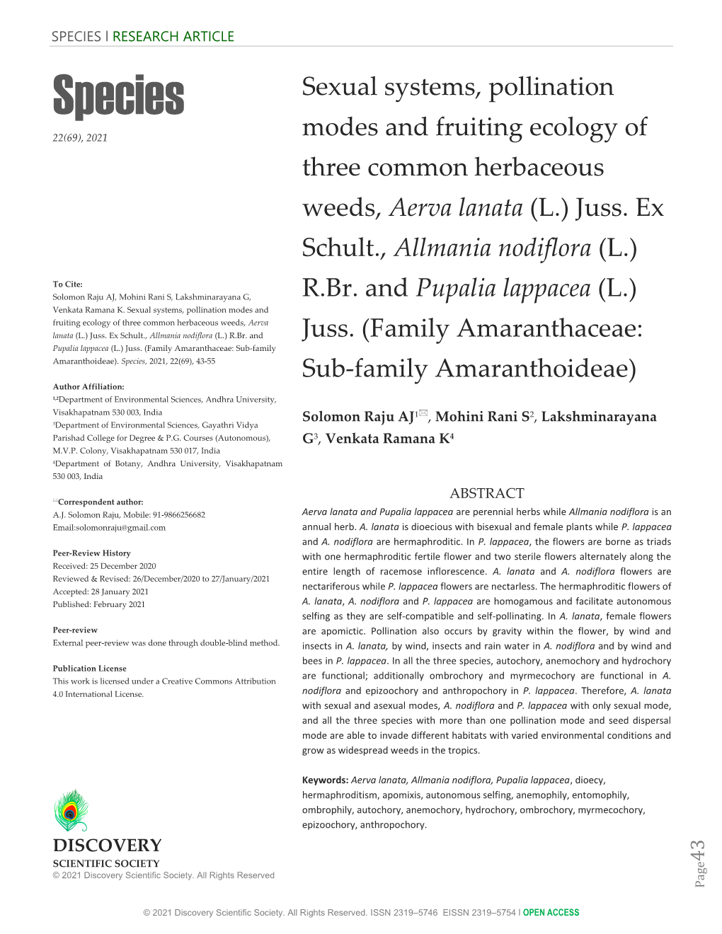 SPECIES L RESEARCH ARTICLE