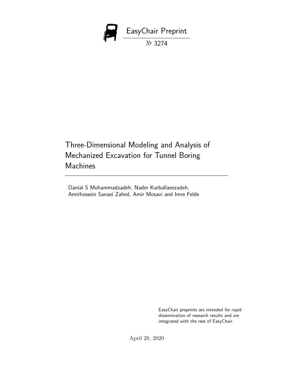 Three-Dimensional Modeling and Analysis of Mechanized Excavation for Tunnel Boring Machines