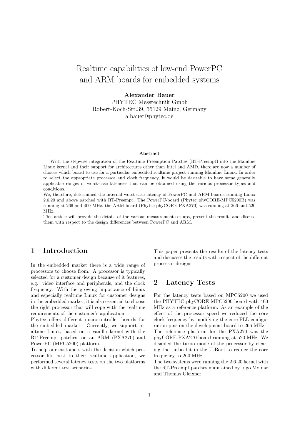 Realtime Capabilities of Low-End Powerpc and ARM Boards for Embedded Systems