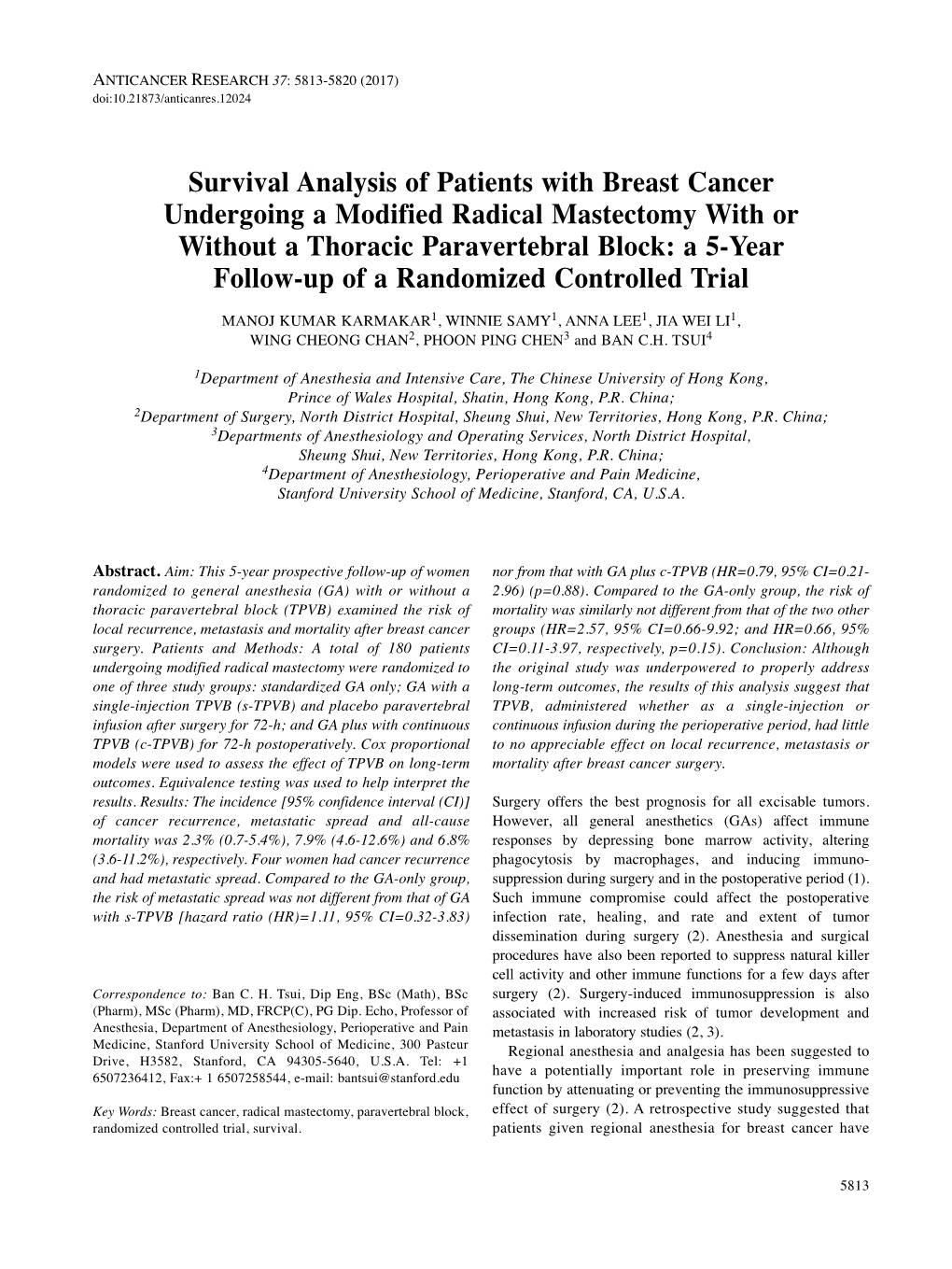 Survival Analysis of Patients with Breast Cancer