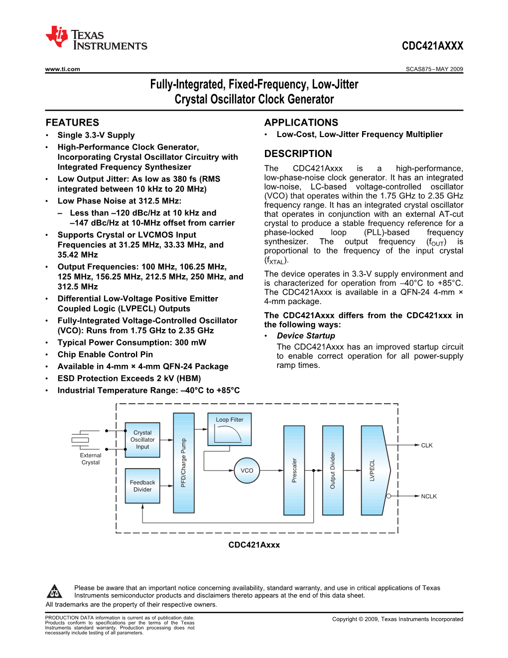 Fully-Integrated, Fixed Frequency, Low-Jitter Crystal Oscillator Clock