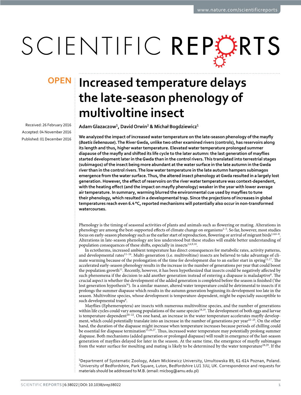Increased Temperature Delays the Late-Season Phenology Of