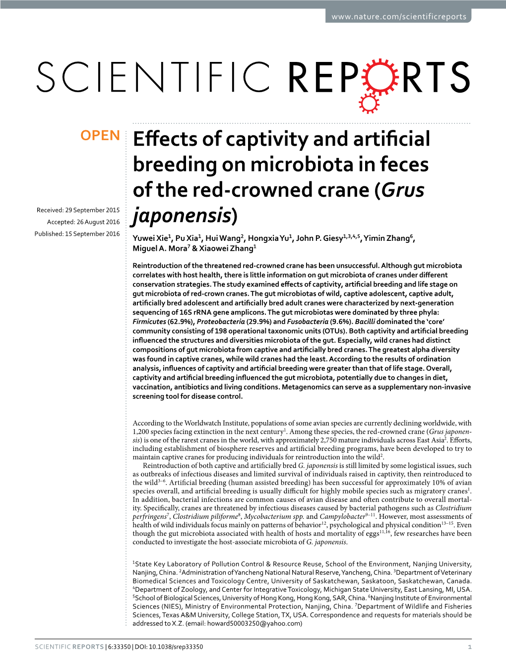 Effects of Captivity and Artificial Breeding On