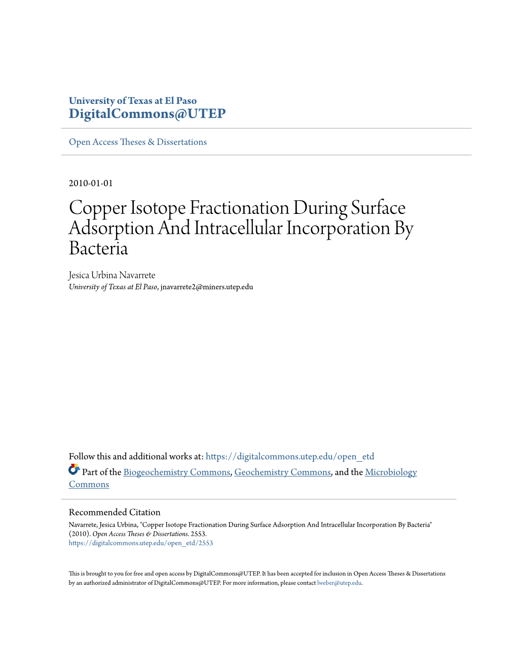 Copper Isotope Fractionation During Surface Adsorption And