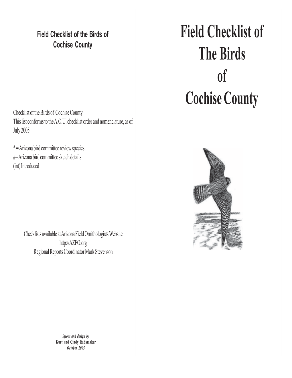 Cochise County Field Checklist