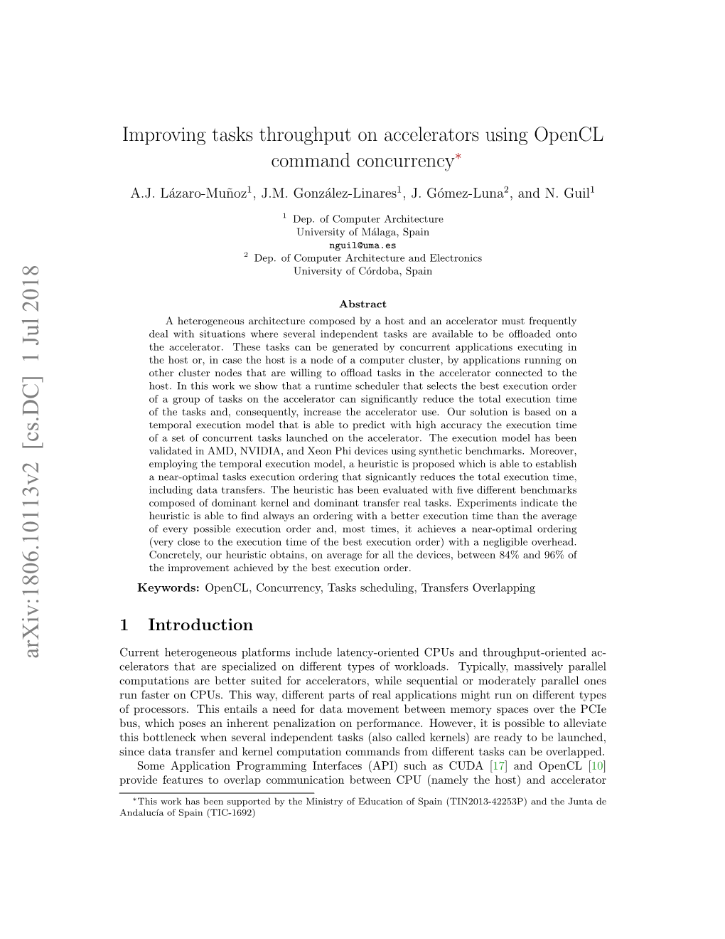Improving Tasks Throughput on Accelerators Using Opencl Command Concurrency∗
