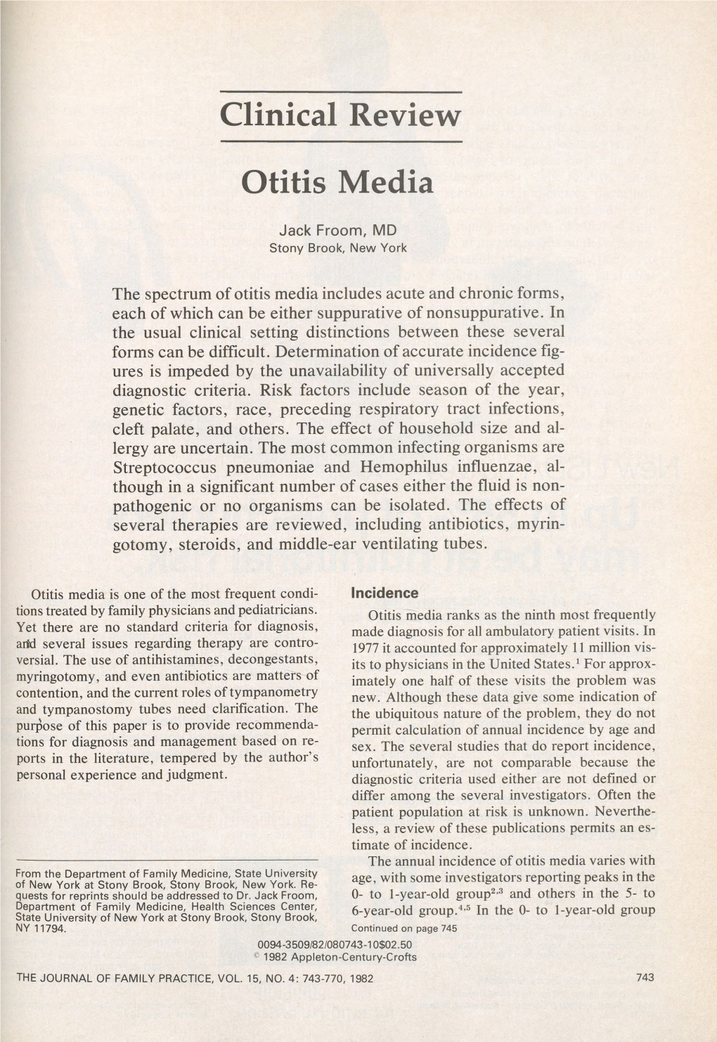 Clinical Review Otitis Media