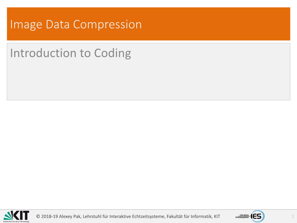 Image Data Compression Introduction to Coding