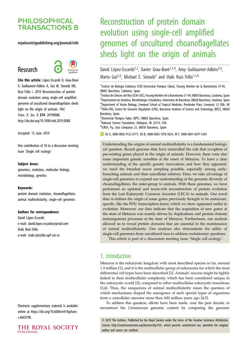 Reconstruction of Protein Domain Evolution Using Single-Cell Amplified