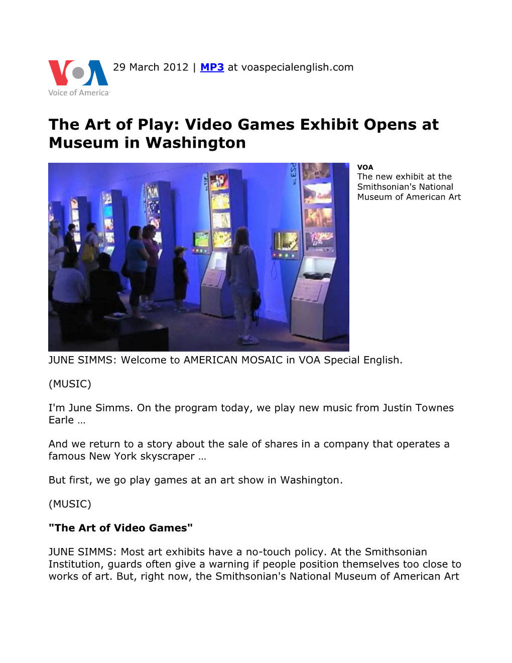 The Art of Play: Video Games Exhibit Opens at Museum in Washington