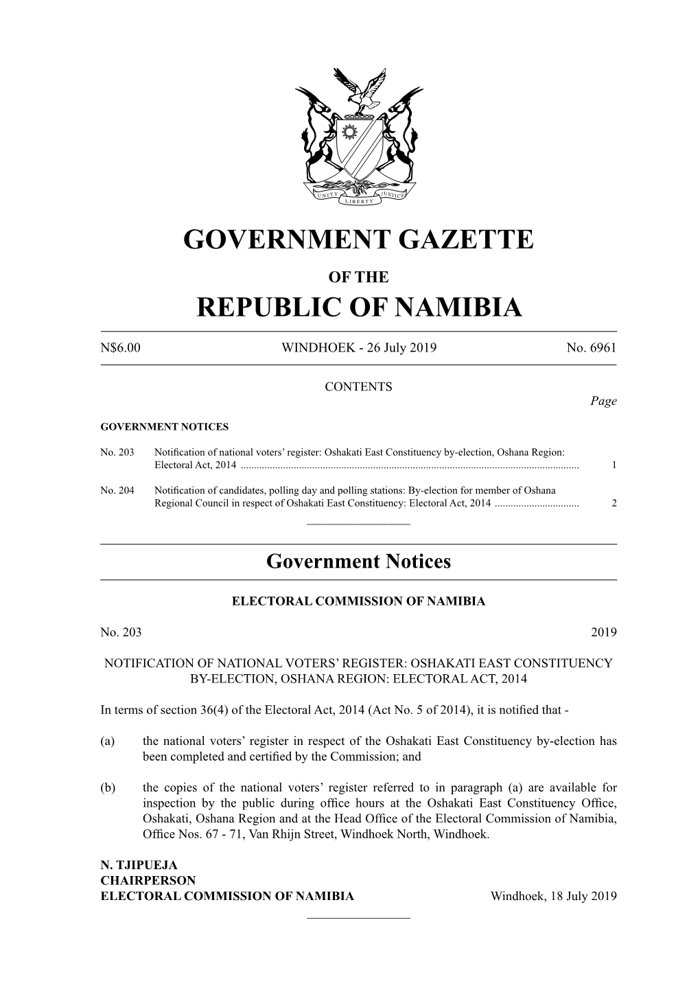 Government Gazette Republic of Namibia