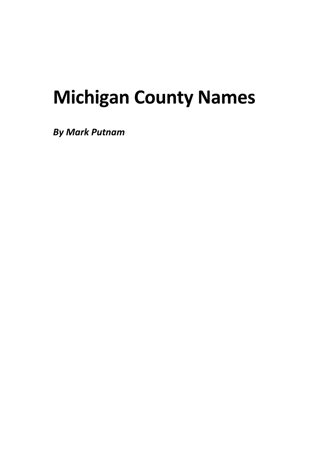 Michigan County Names