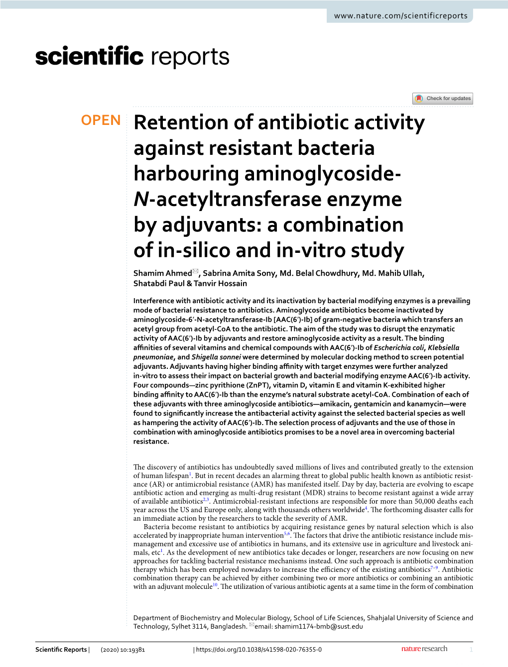 Retention of Antibiotic Activity Against Resistant Bacteria