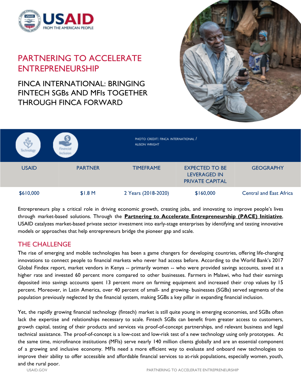 BRINGING FINTECH Sgbs and Mfis TOGETHER THROUGH FINCA FORWARD