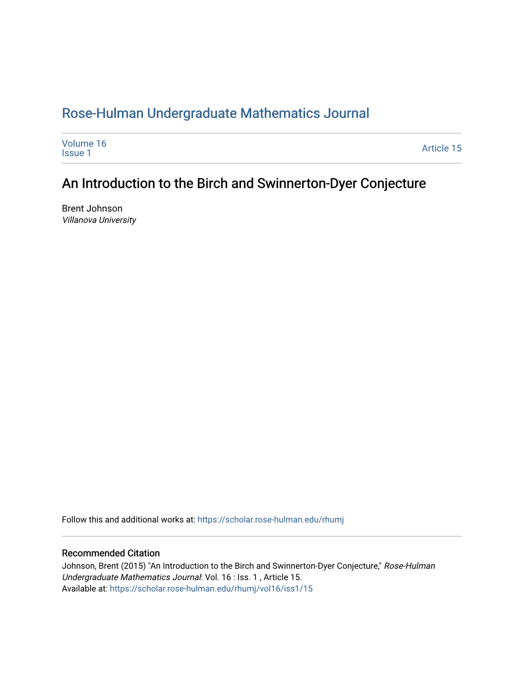 An Introduction to the Birch and Swinnerton-Dyer Conjecture