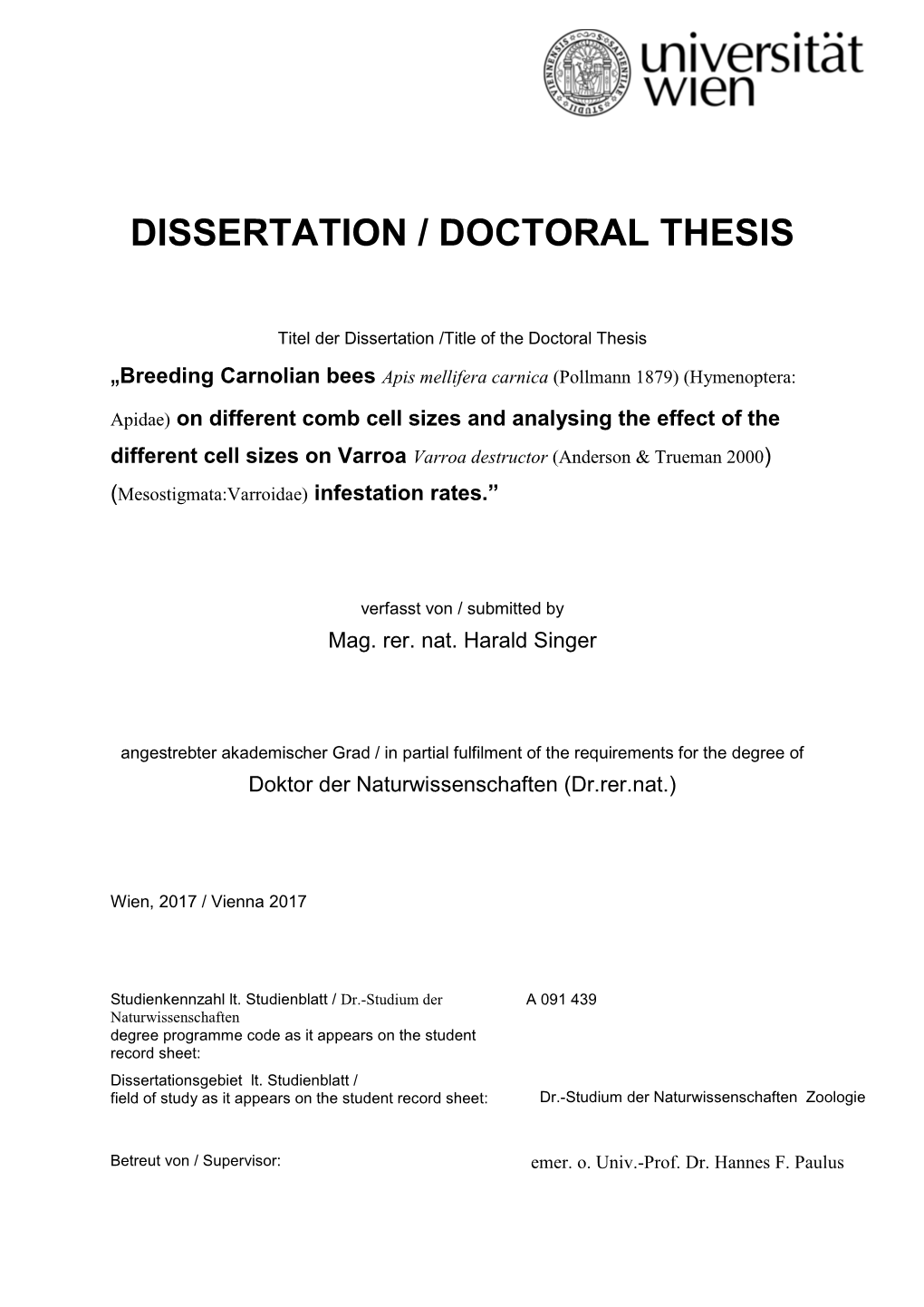 Dissertation / Doctoral Thesis