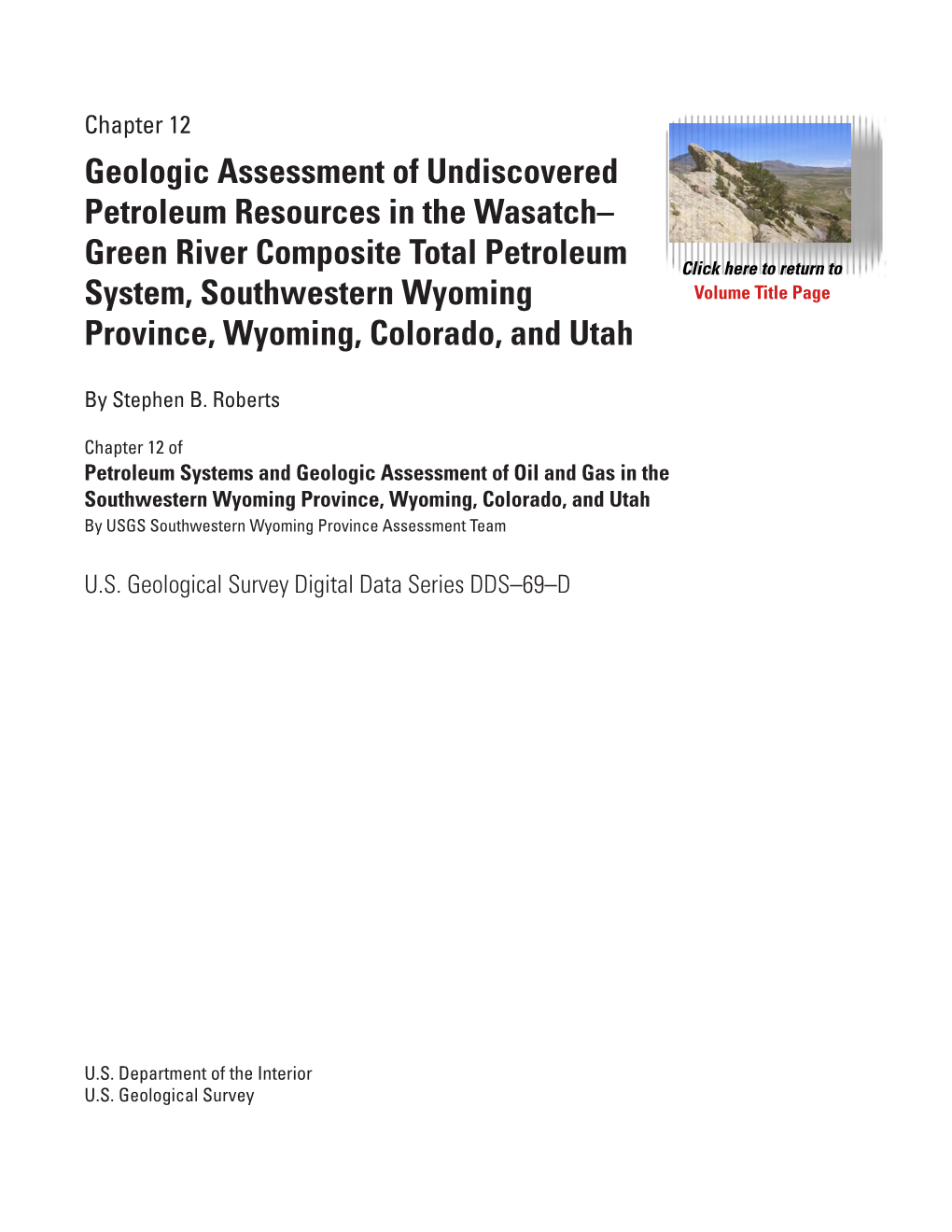 Green River Composite Total Petroleum System, Southwestern Wyoming Volume Title Page Province, Wyoming, Colorado, and Utah