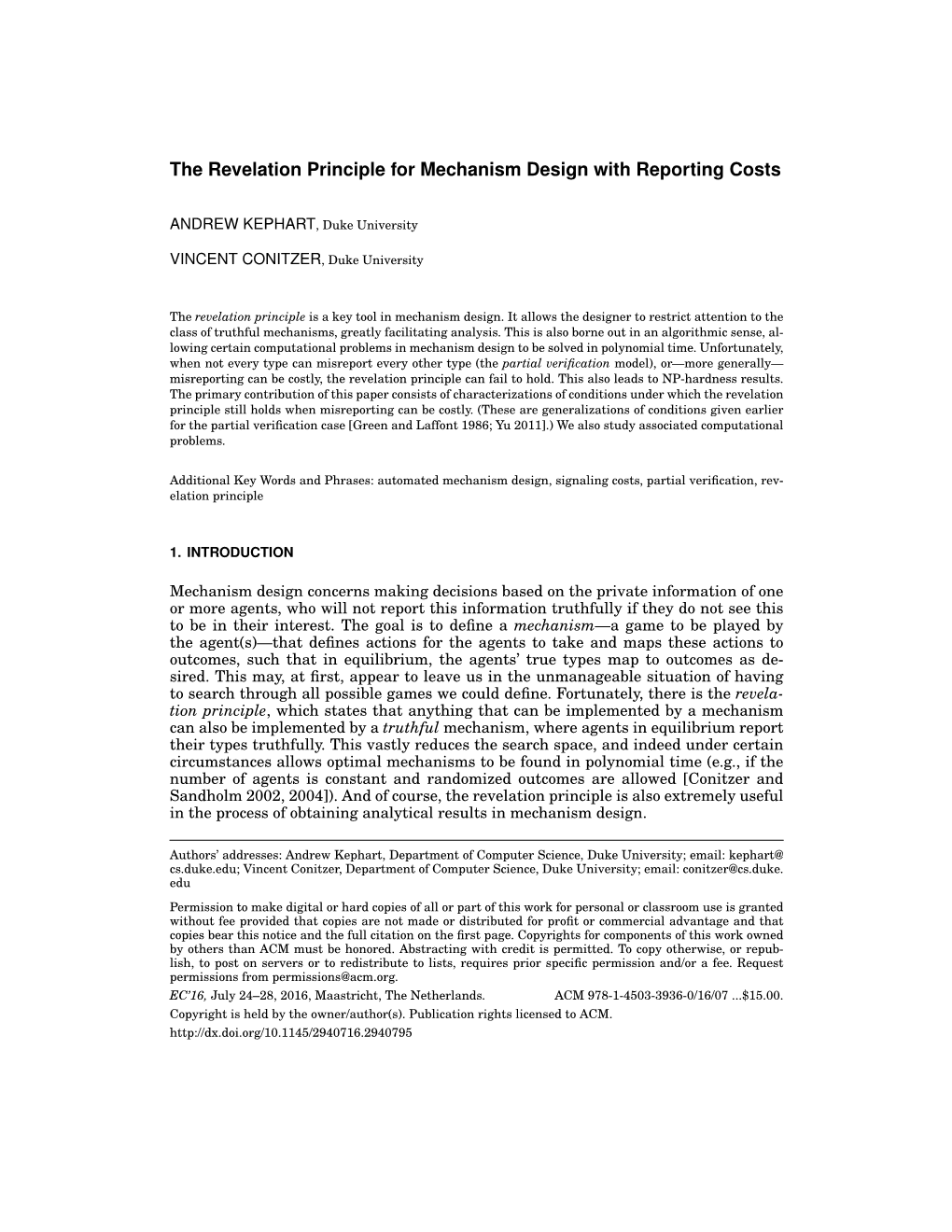 The Revelation Principle for Mechanism Design with Reporting Costs