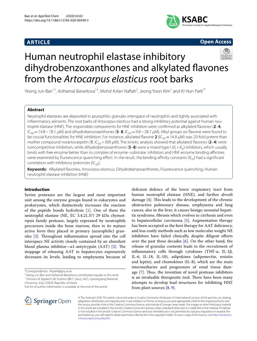 Human Neutrophil Elastase Inhibitory Dihydrobenzoxanthones And