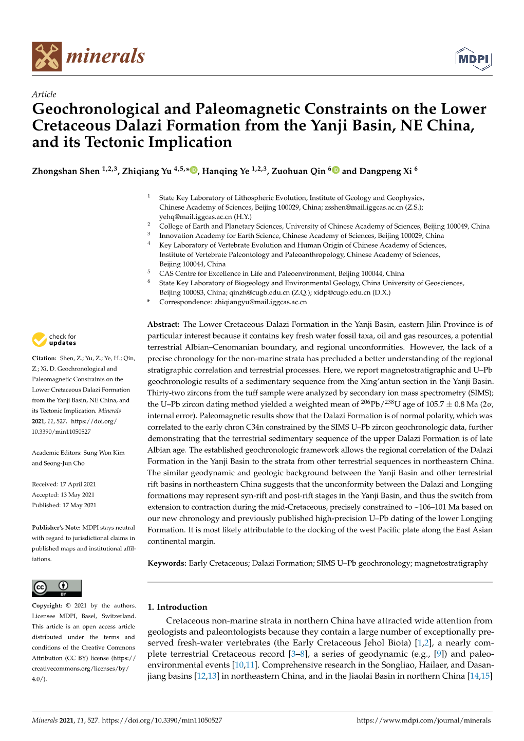 Geochronological and Paleomagnetic Constraints on the Lower Cretaceous Dalazi Formation from the Yanji Basin, NE China, and Its Tectonic Implication