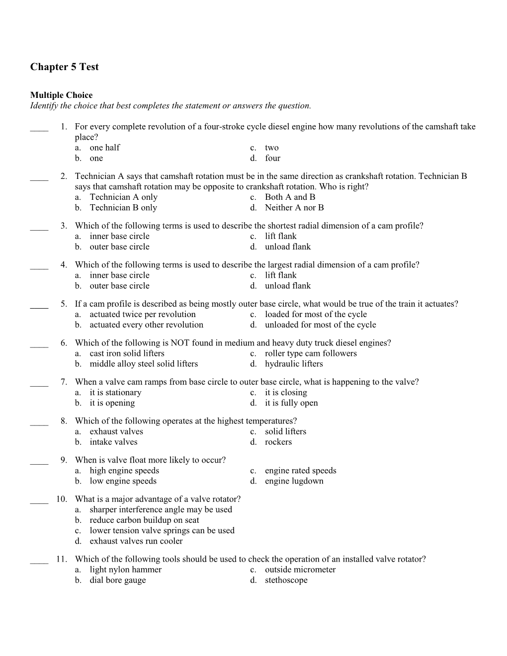 Chapter 5 Test