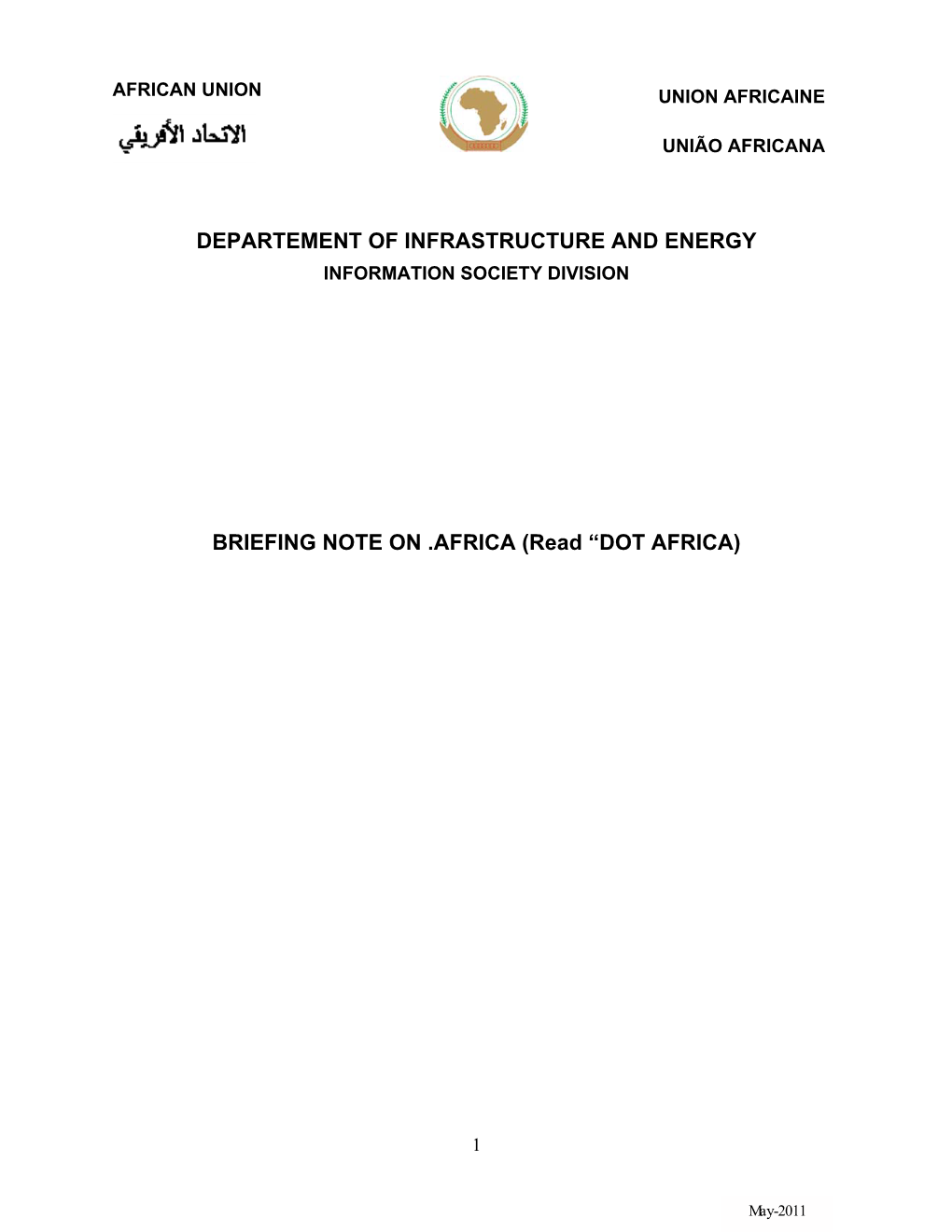 Briefing Note on .AFRICA (Dotafrica)