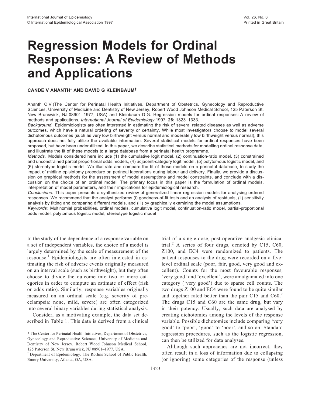 Regression Models for Ordinal Responses: a Review of Methods and Applications