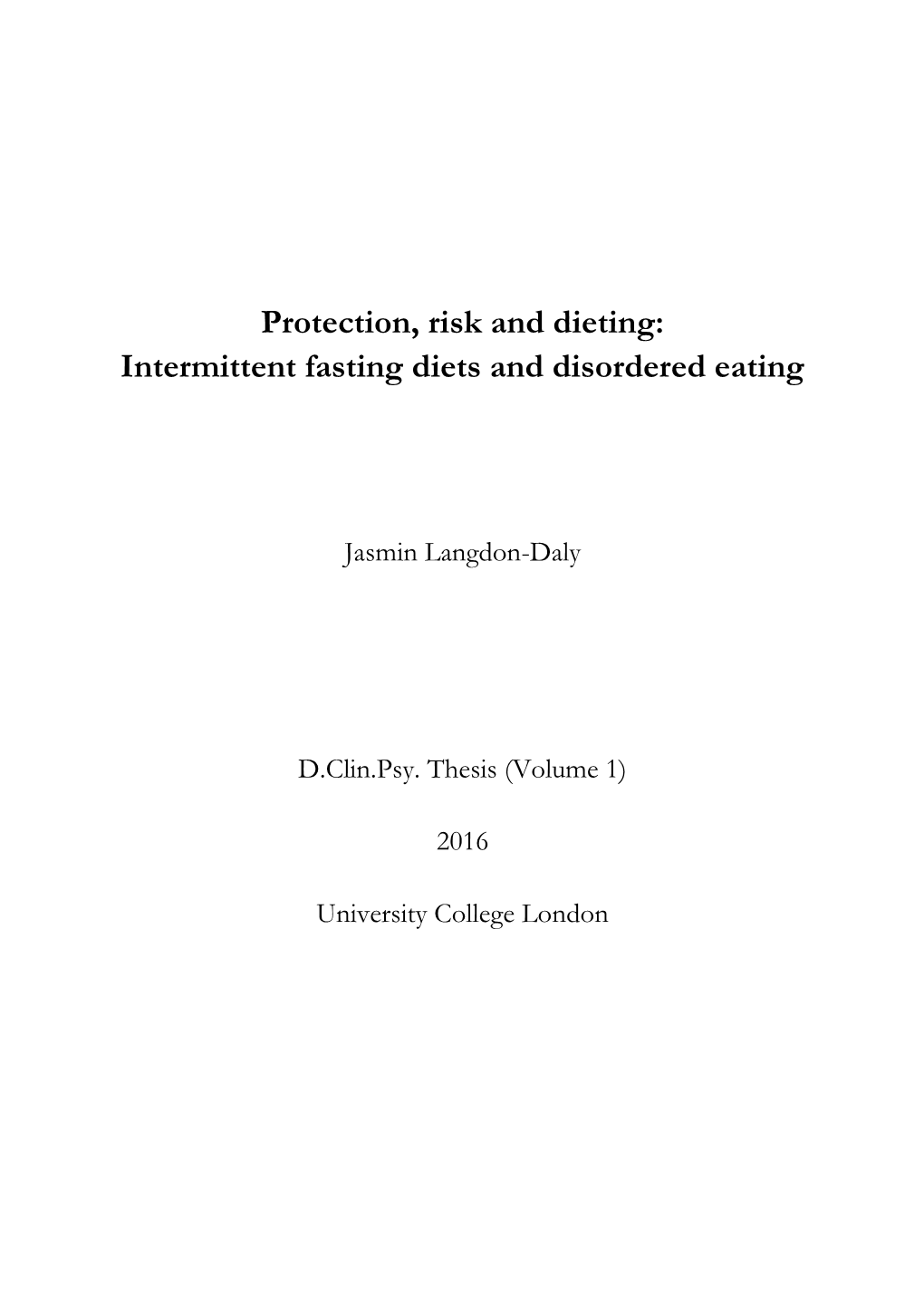 Intermittent Fasting Diets and Disordered Eating