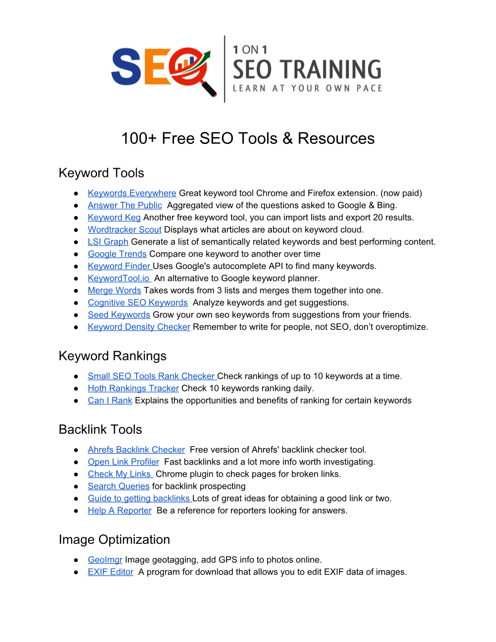 100+ Free SEO Tools & Resources