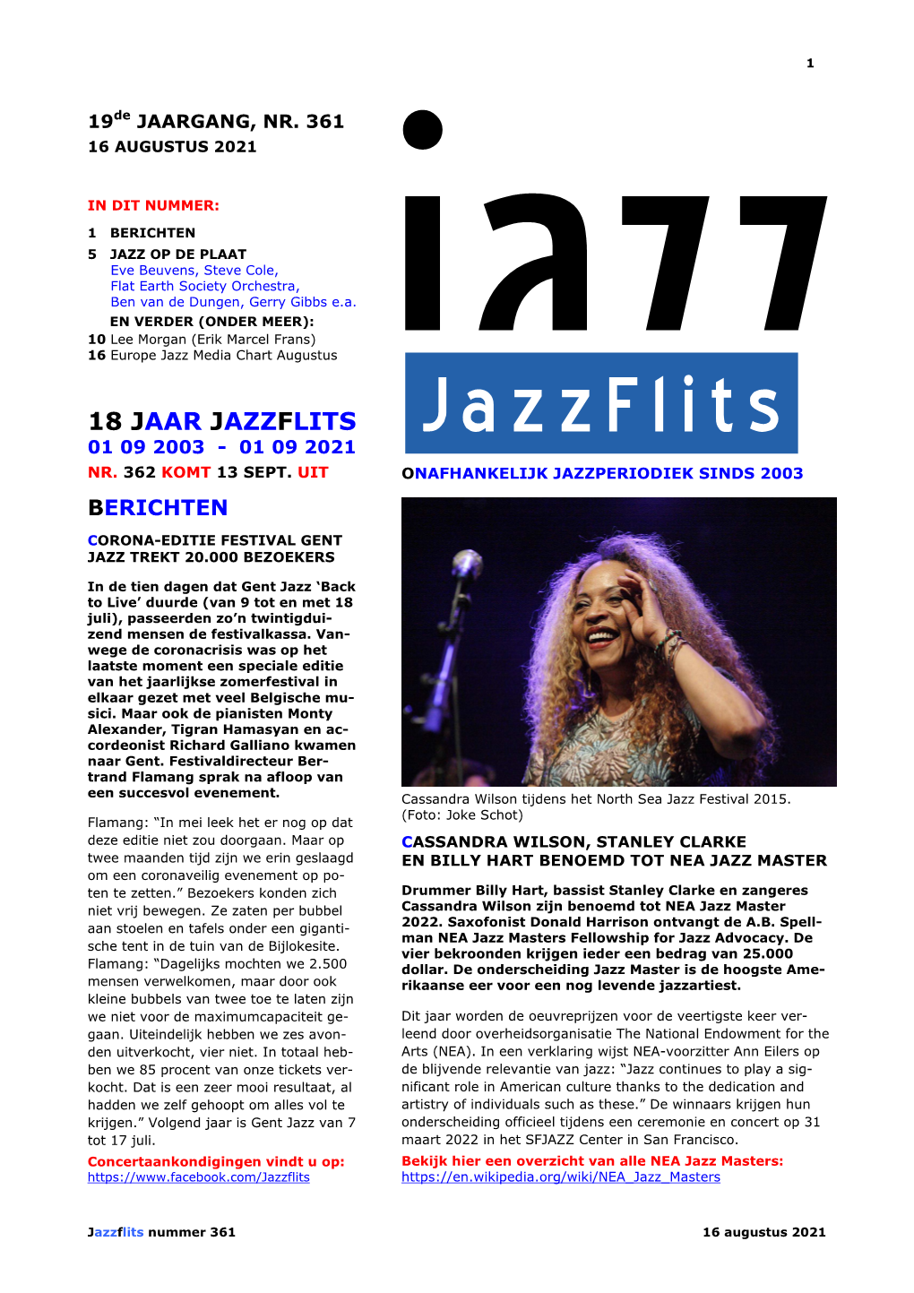 Jazzflits 01 09 2003 - 01 09 2021