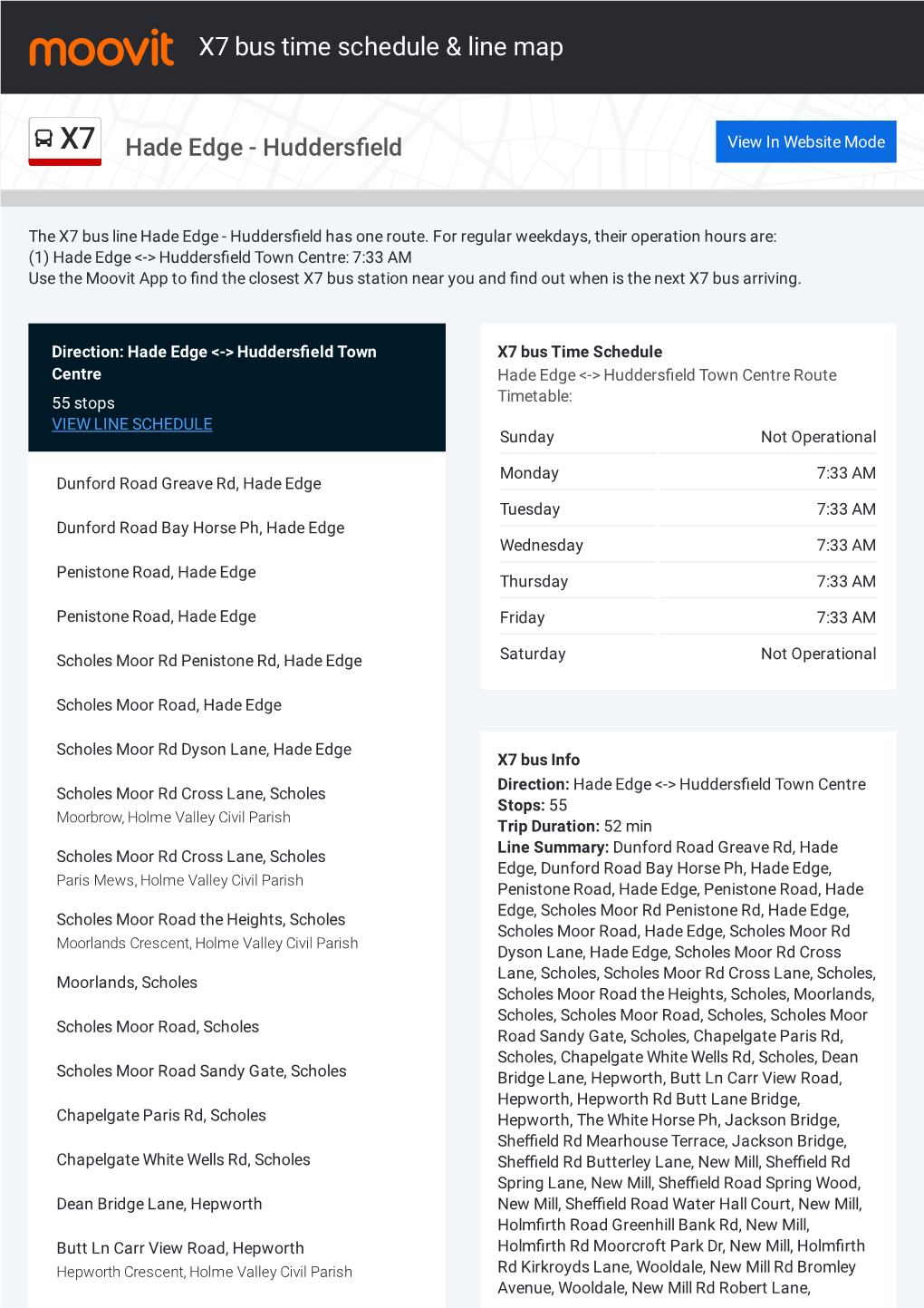 X7 Bus Time Schedule & Line Route