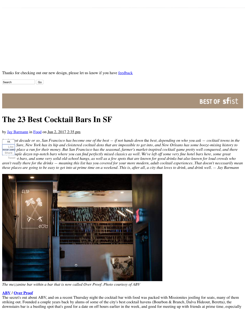 The 23 Best Cocktail Bars in SF by Jay Barmann in Food on Jun 2, 2017 2:35 Pm