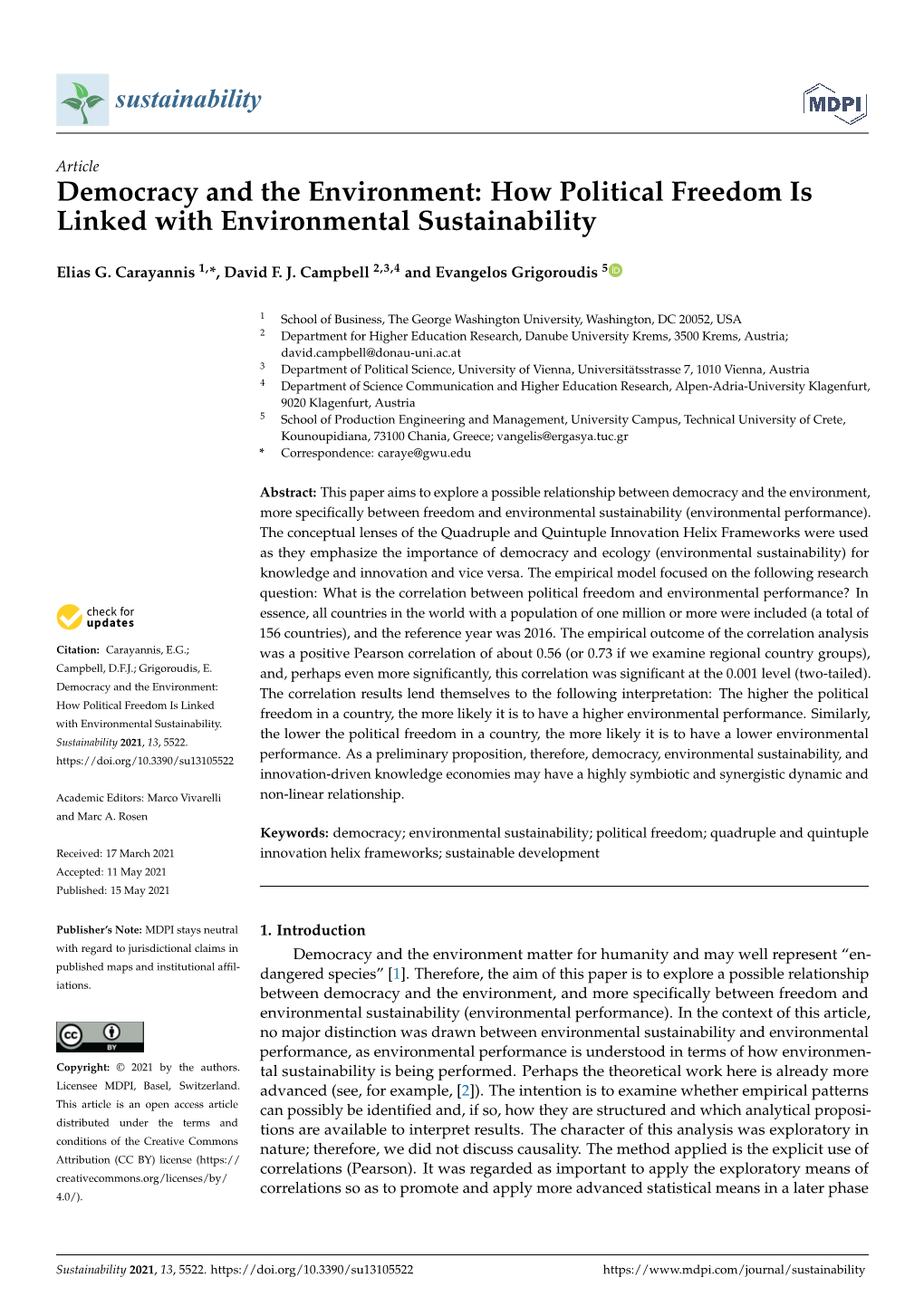 Democracy and the Environment: How Political Freedom Is Linked with Environmental Sustainability