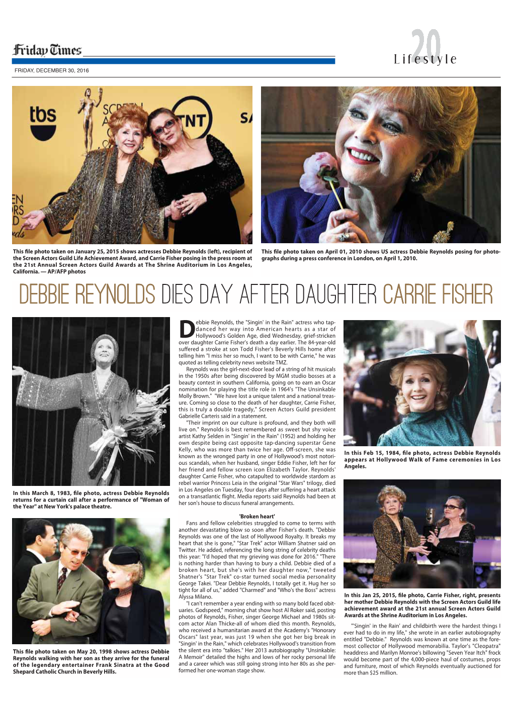 Debbie Reynolds Dies Day After Daughter Carrie Fisher