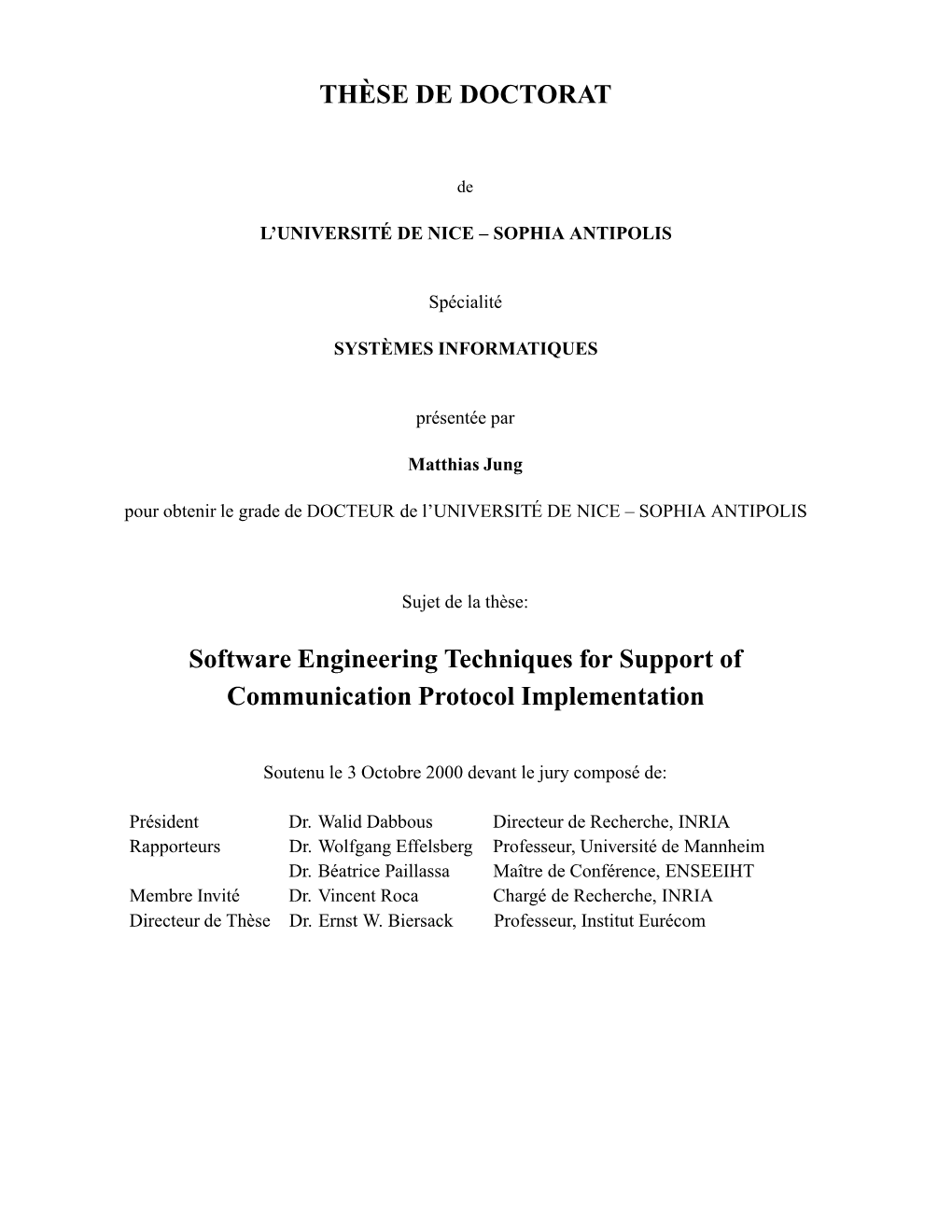 TH`ESE DE DOCTORAT Software Engineering Techniques For