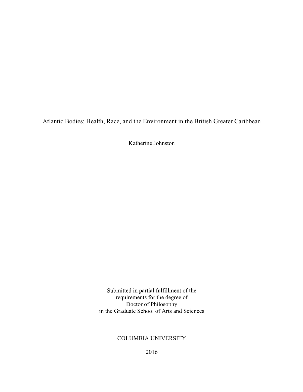 Health, Race, and the Environment in the British Greater Caribbean