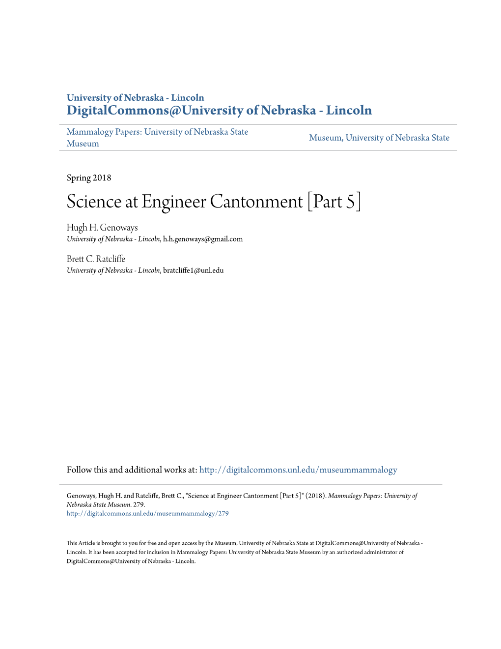 Science at Engineer Cantonment [Part 5] Hugh H