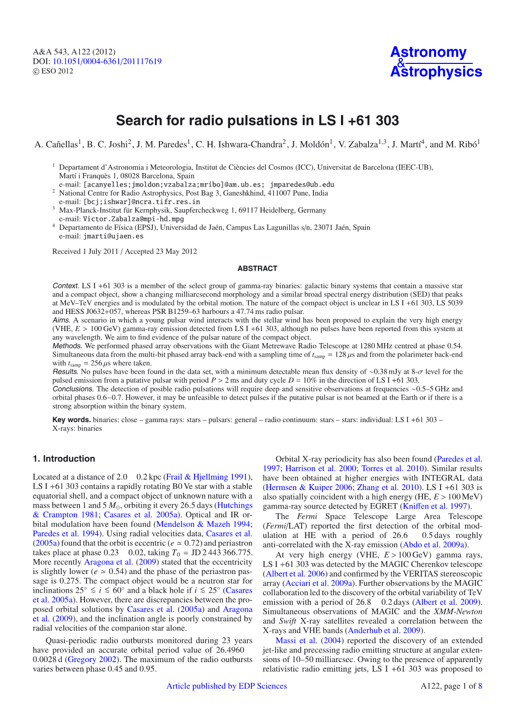 Search for Radio Pulsations in LS I +61 303