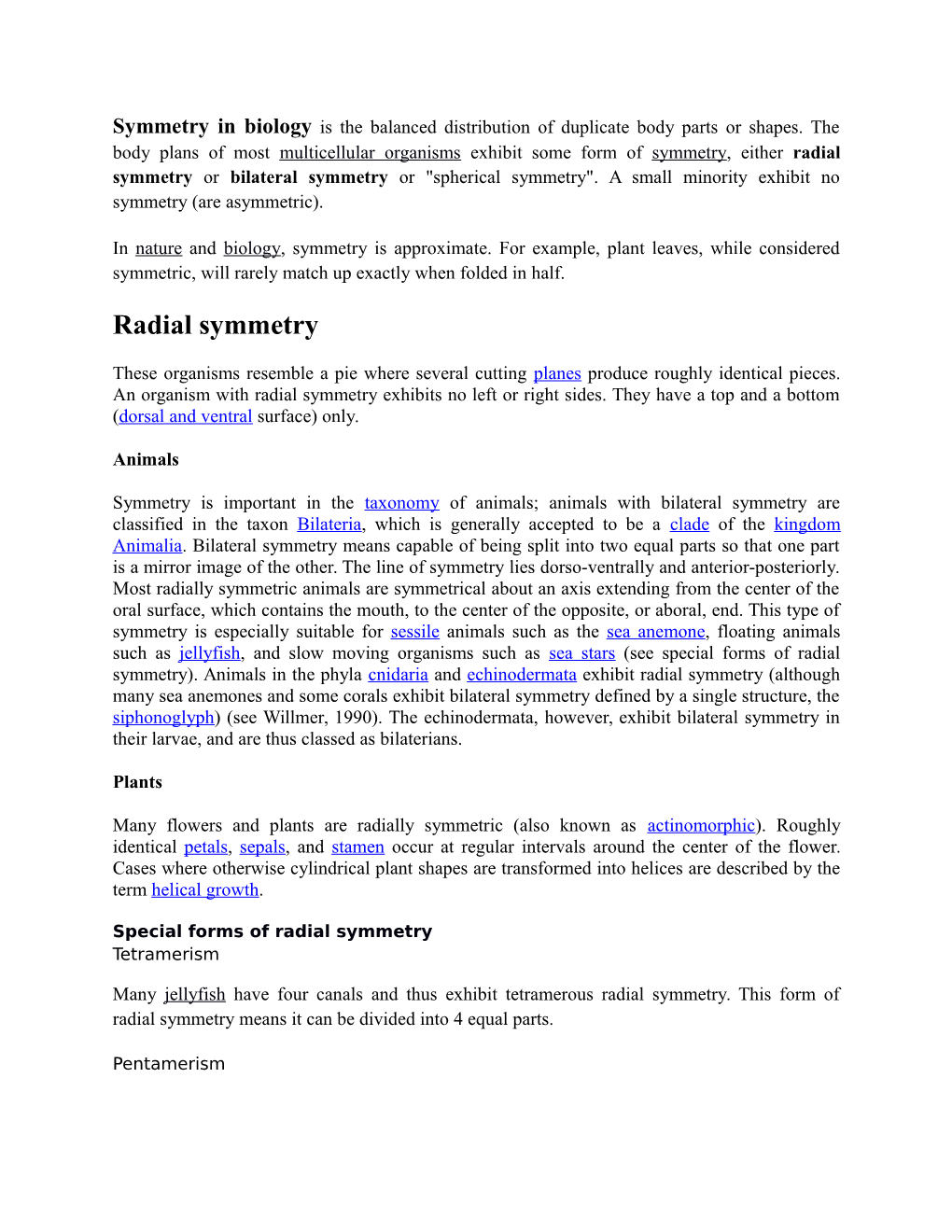 Radial Symmetry Or Bilateral Symmetry Or 