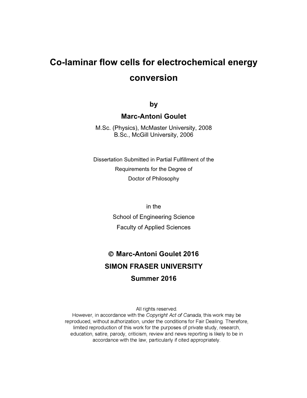 Co-Laminar Flow Cells for Electrochemical Energy Conversion