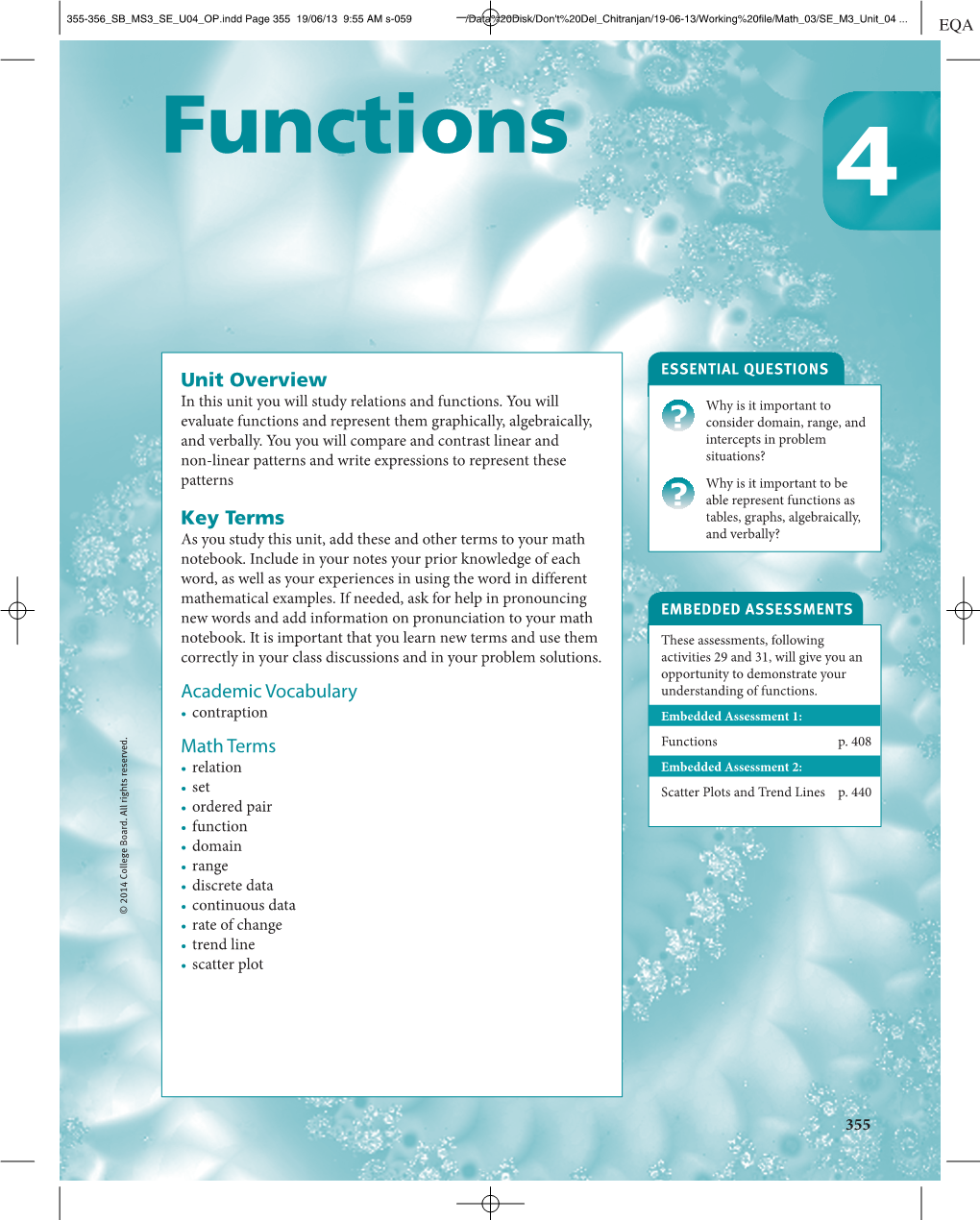 Functions • • • • • • • • • • • Math Terms • Academic Vocabulary Correctly Inyour Class Discussions and Inyour Problem Solutions