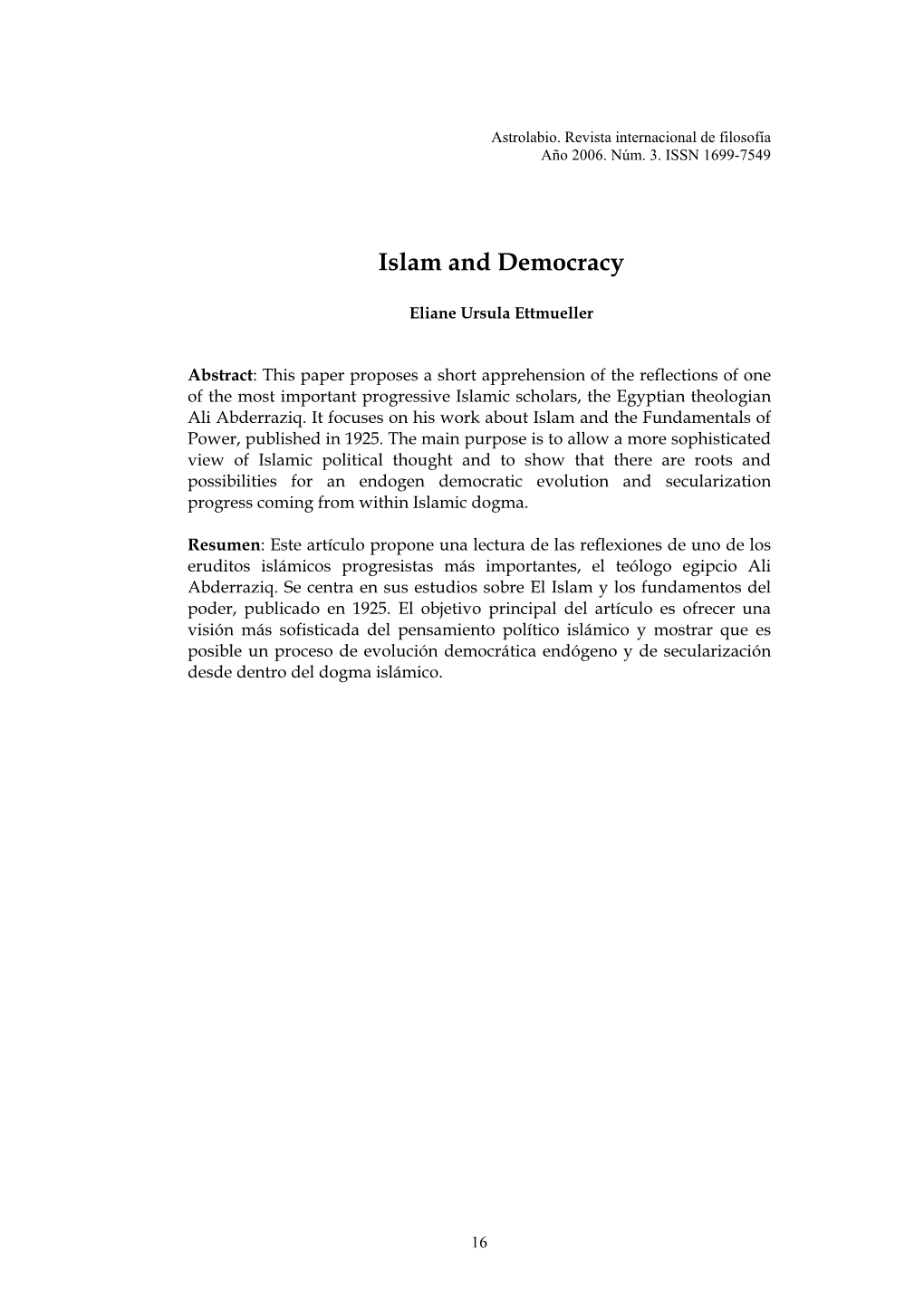 Islam and Democracy