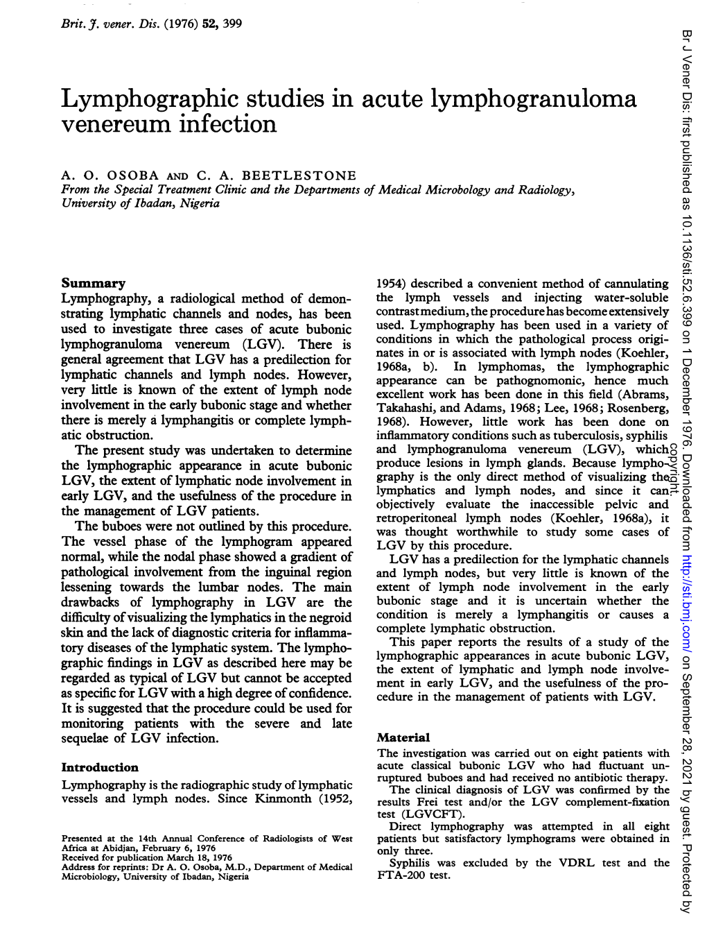 Lymphographic Studies in Acute Lymphogranuloma Venereum Infection