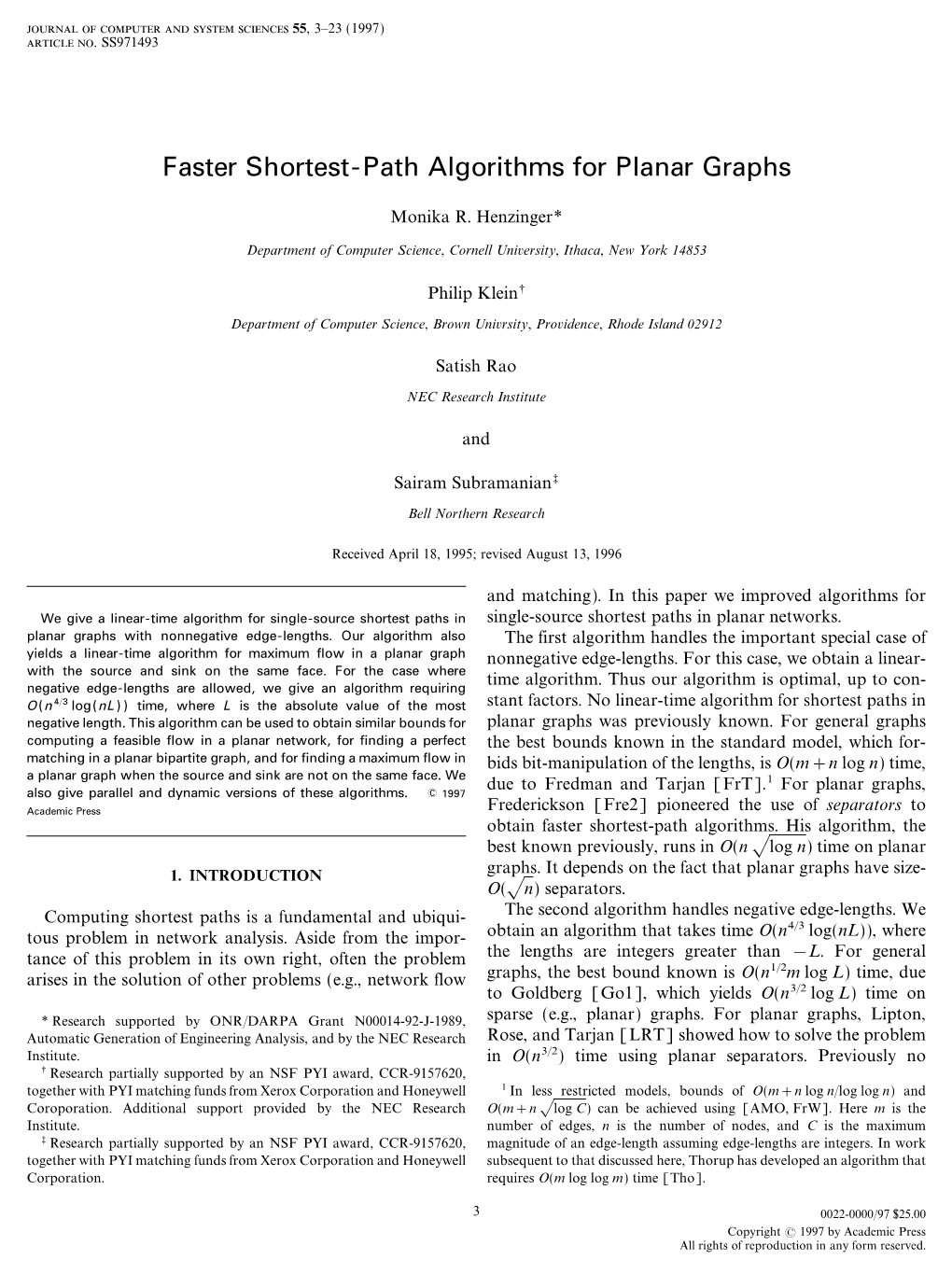 Faster Shortest-Path Algorithms for Planar Graphs