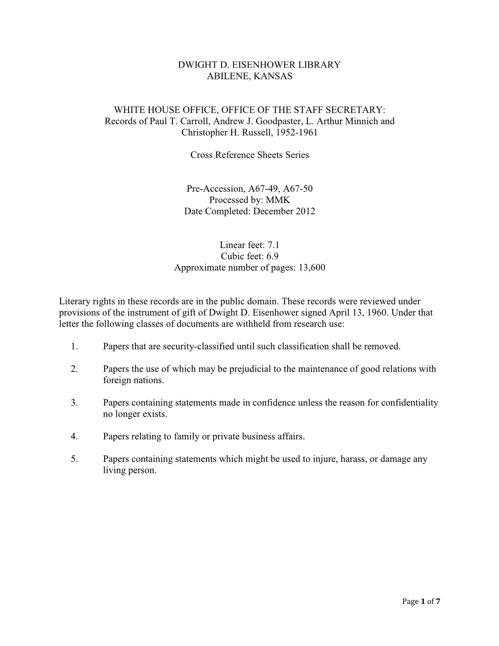 Cross Reference Sheets Series