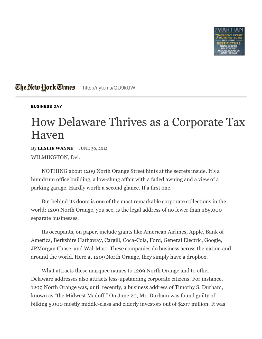 How Delaware Thrives As a Corporate Tax Haven