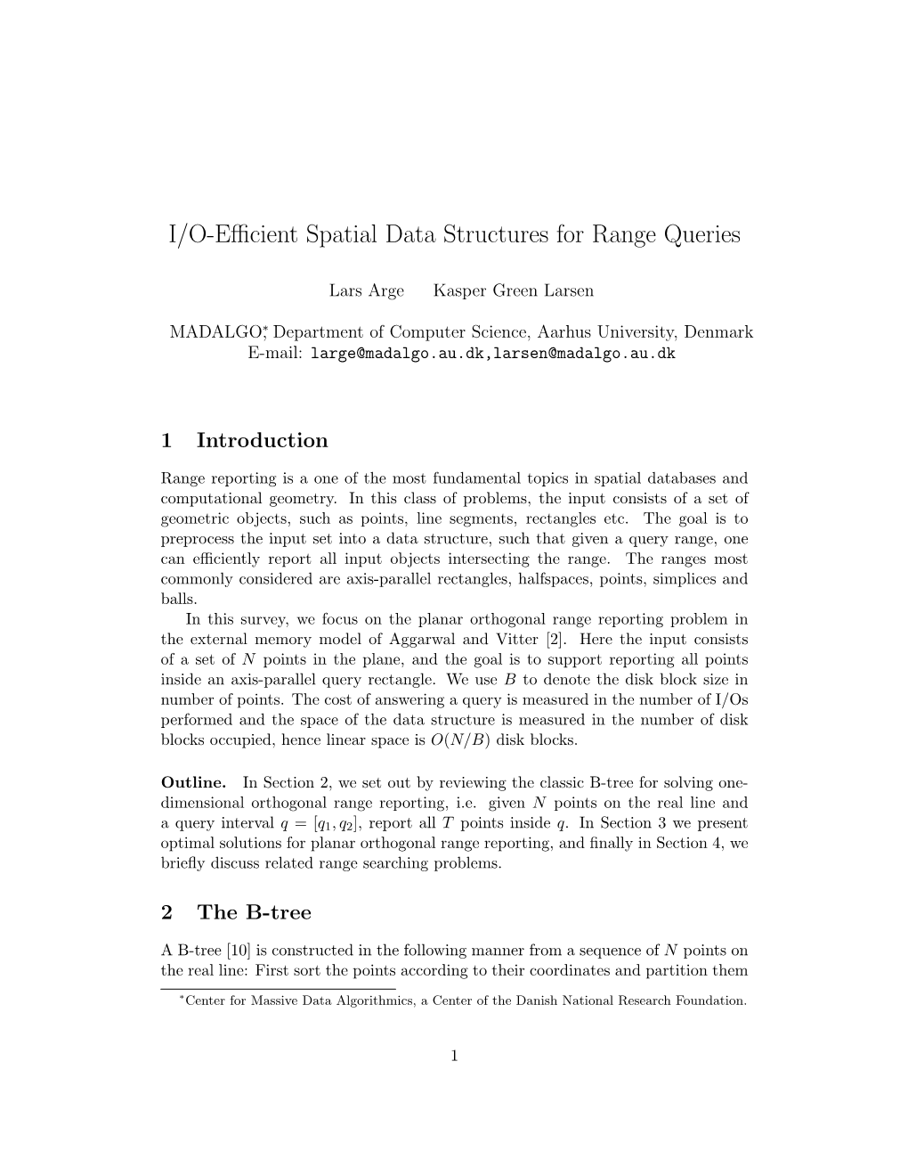 I/O-Efficient Spatial Data Structures for Range Queries